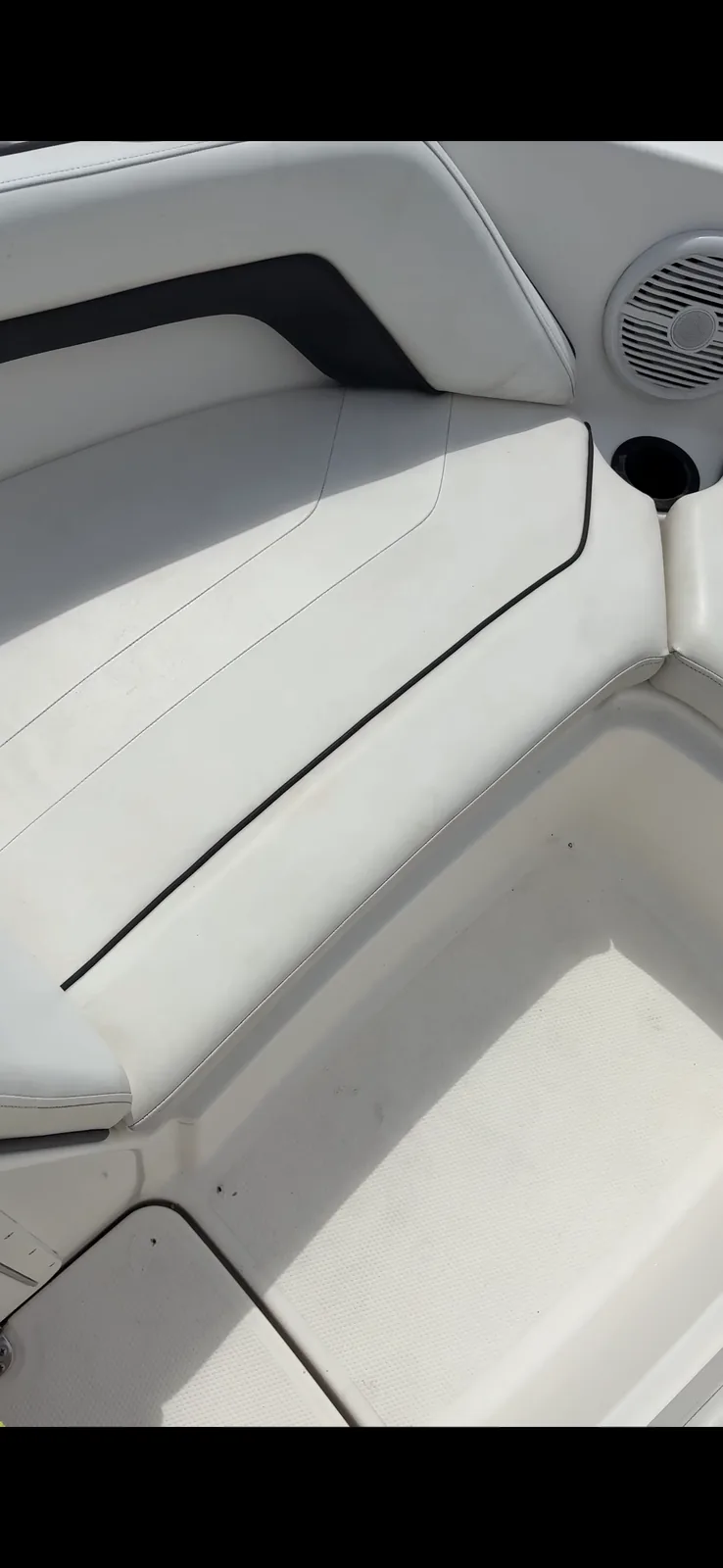 Clean white boat seating after detail
