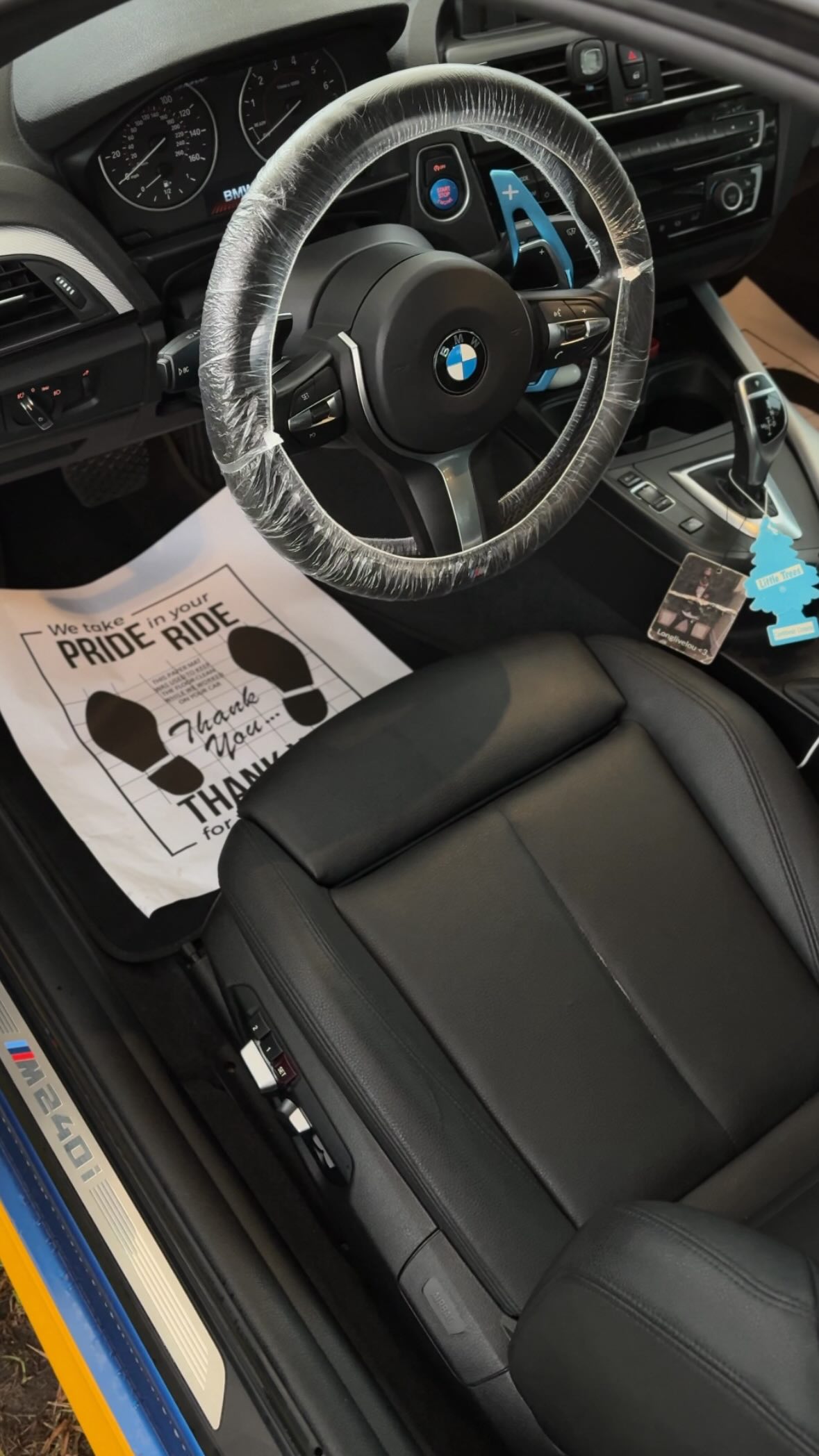 Clean BMW driver seat after interior detail