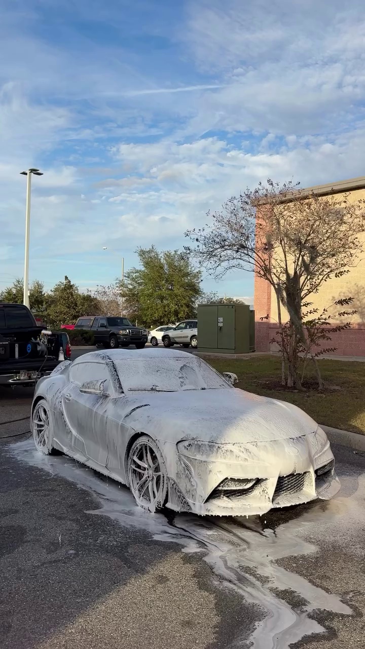 Silver Sedan Foam Wash